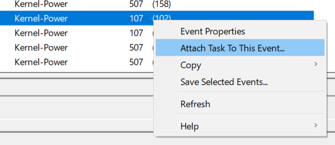 Creating a scheduled task from Event Viewer